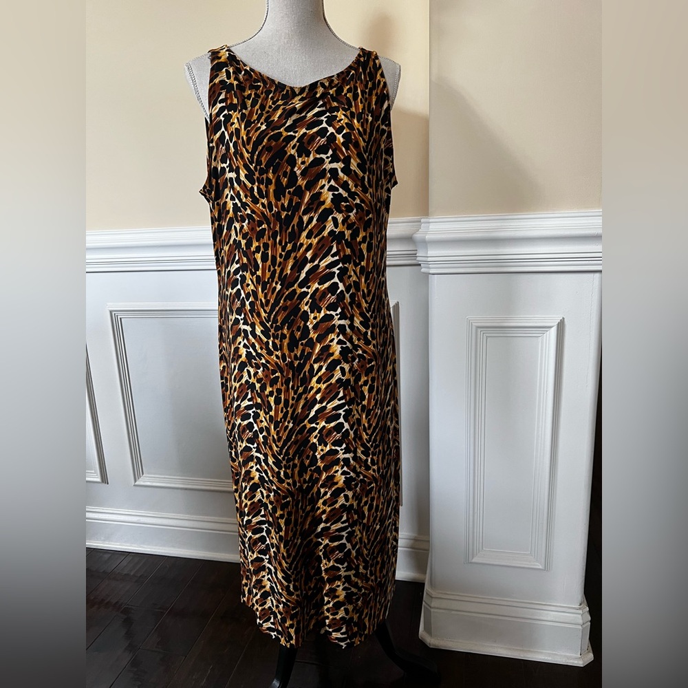 Black/Golden Yellow, Cheetah print Classic Sheath Body-con Midi Dress.